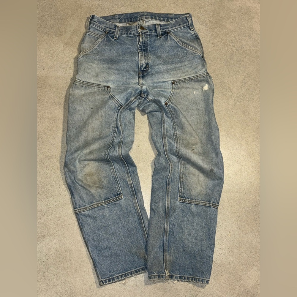 32x30 Over Distressed Vintage Carhartt double knee Dungarees